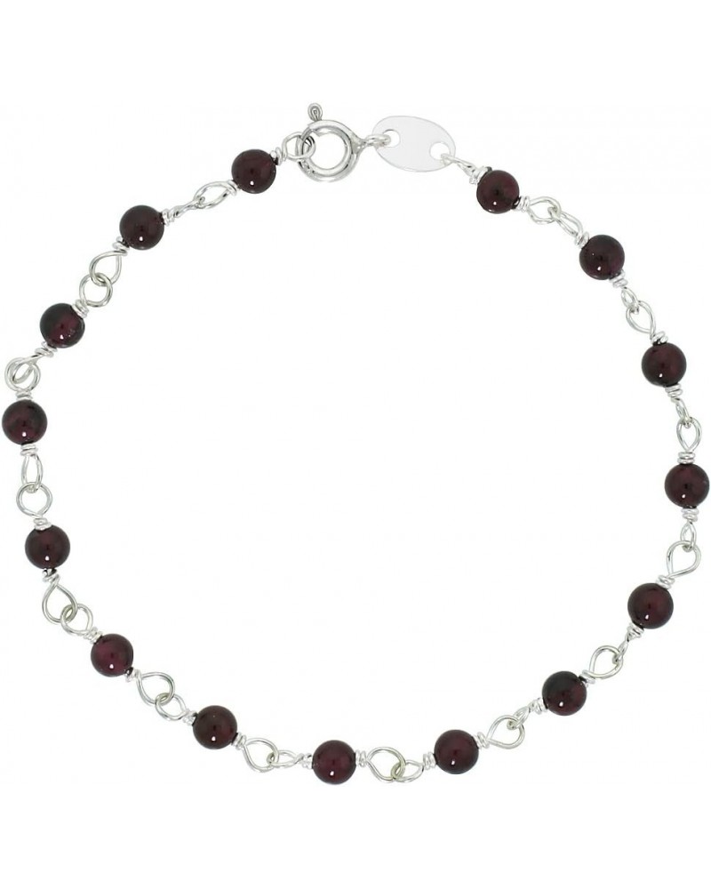 Sterling Silver Natural Garnet Bead Necklace Bracelet Anklet 4 mm Wire Wrapped Handmade 36.0 Inches $11.28 Necklaces