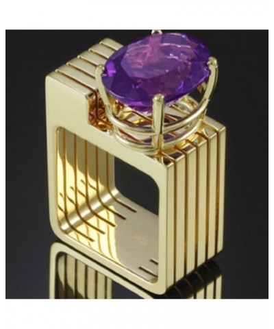 Awmnjtmgpw 18K Gold creative tourmaline inlaid square zircon Purple Crystal Ring PURPLE gem diamond ring women's precious jew...