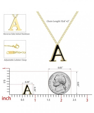 18k Gold-Plated Letter Necklace, Stainless Steel Initial A-Z Pendant Necklaces for Women Girls, Black/Gold, Personalized Chai...