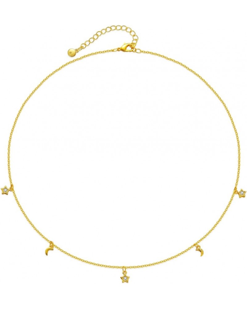 Gold Necklace for Women Pendant 18K Gold Filled Dainty Chain Simple Jewelry Moon & Star Dangle $11.20 Necklaces