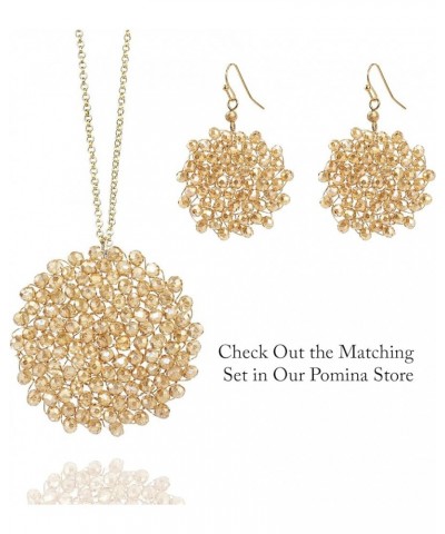 Handwired Crystal Beaded Cluster Floral Circle Dangle Drop Earrings for Women Champagne $11.19 Earrings