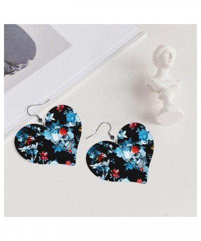 Spring Bird Flower Butterfly Faux Leather Earrings for Women Lightweight Heart Dangle Earrings Double-Sided Dangle Drop Earri...