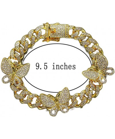 Butterfly Cuban Link Anklet Cuban Butterfly Anklet Bracelet for Women Iced Out Bling Butterfly CZ Anklet 12mm/9.5inch Gold 9....