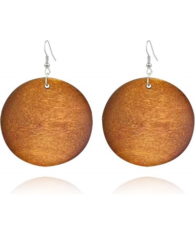 Wood Teardrop Earrings Natural Wooden Dangle Earrings Gifts Lightweight Long Dangle Earrings for Women Girls round $6.04 Earr...