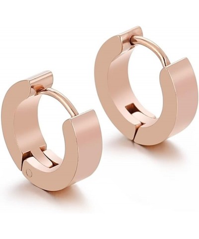 Earrings for Women Titanium, Metal Hoop Earrings Circle Geometry Simple Style Gift for Wife Mom Her Friend rose gold 3x9 $10....