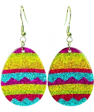 Colorful Easter Rabbit Egg Flower Glitter Earrings Cute Funny Bunny Acrylic Dangle Drop Earrings for Women Girls Easter Holid...