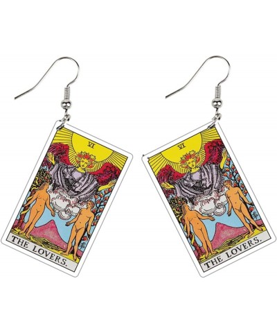 Lightweight Double-Sided Retro Tarot Card Dangle Earrings Multi-style Colorful Tarot Fortune Acrylic Hook Earrings Astrology ...