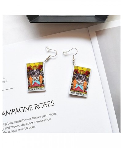 Lightweight Double-Sided Retro Tarot Card Dangle Earrings Multi-style Colorful Tarot Fortune Acrylic Hook Earrings Astrology ...