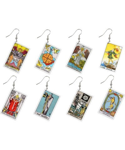 Lightweight Double-Sided Retro Tarot Card Dangle Earrings Multi-style Colorful Tarot Fortune Acrylic Hook Earrings Astrology ...