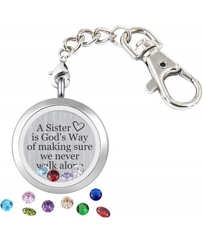 Inspirational Birthstone Grass Locket Keychain Motivational Encouragement Keyring for Women A Sister is God's Way of Making S...