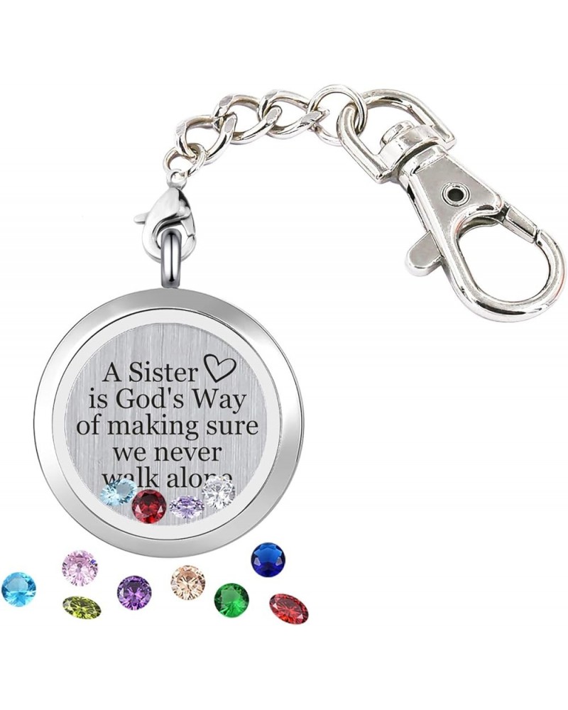 Inspirational Birthstone Grass Locket Keychain Motivational Encouragement Keyring for Women A Sister is God's Way of Making S...