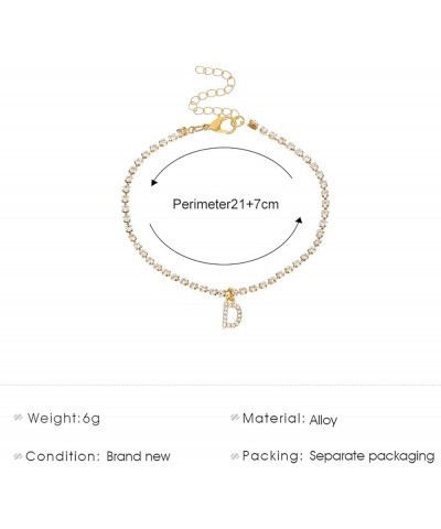 Gold Initial Tennis Letter Anklet Bracelets for Women Teen Girls,Dainty Cubic Zirconia A-Z Alphabet Anklet Footchain Personal...