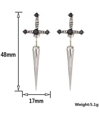 Gothic Sword Earrings Rhinestone Dagger Earrings for Women Men Punk Cool Sword Screw Earrings Cross Sword Earrings Retro Swor...