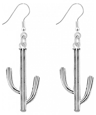 Antique Silver Desert Cactus Earrings for Women Girls Unique Bohemian Vintage Western Tropic Desert Cactus Flower Dangle Drop...