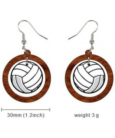 Retro Sports Ball Wooden Dangle Earrings Dainty Baseball Football Basketball Volleyball Print Wood Stud Earrings Set for Wome...