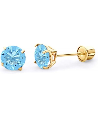 14k Yellow Gold 5mm Round Solitaire Basket Set Stud Earrings with Screw Back - 12 Different Color Available Dec $24.94 Earrings