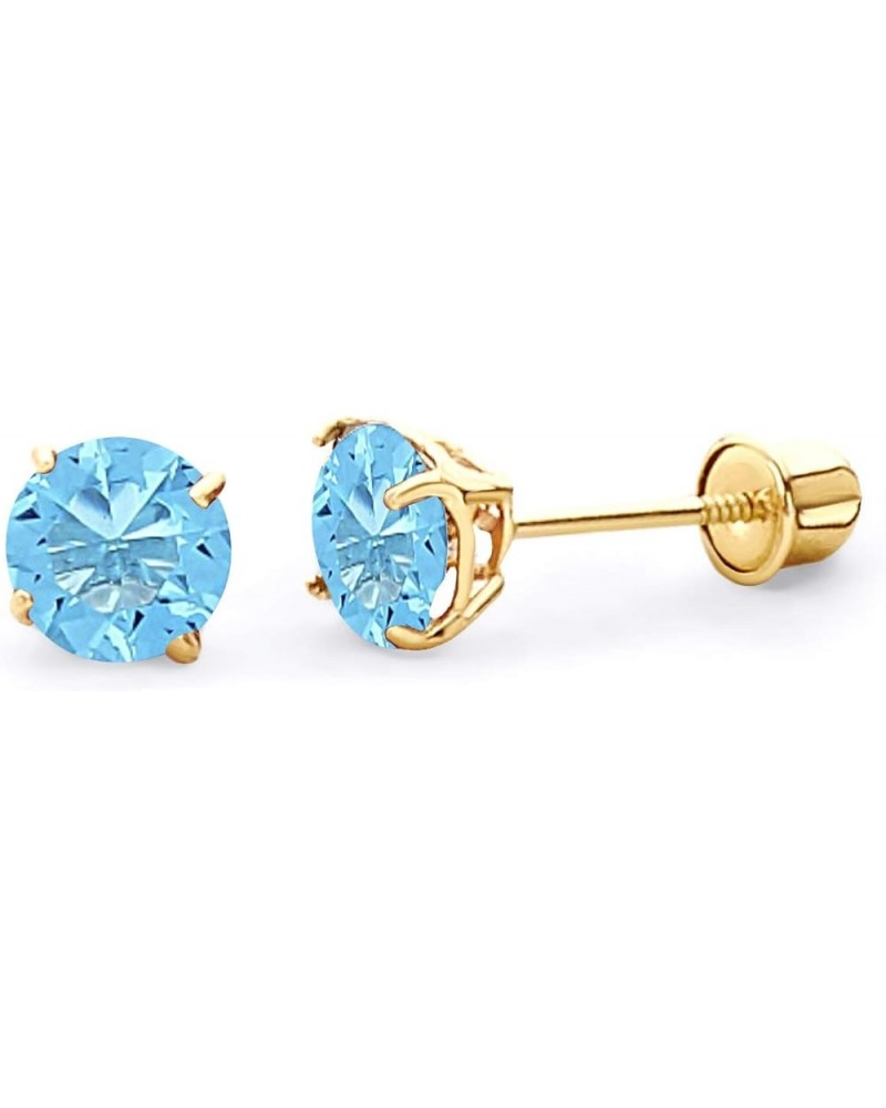 14k Yellow Gold 5mm Round Solitaire Basket Set Stud Earrings with Screw Back - 12 Different Color Available Dec $24.94 Earrings