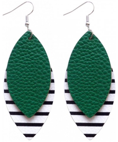 Leather Earrings for Women Leaf Shaped Drop and Dangle Earrings for Girls (Green) $6.35 Earrings