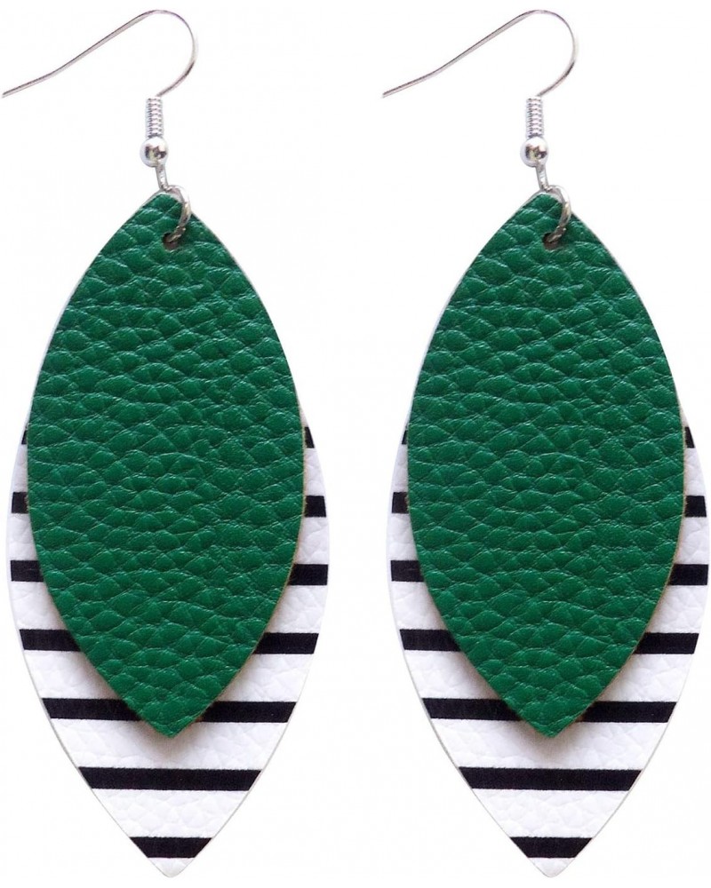 Leather Earrings for Women Leaf Shaped Drop and Dangle Earrings for Girls (Green) $6.35 Earrings