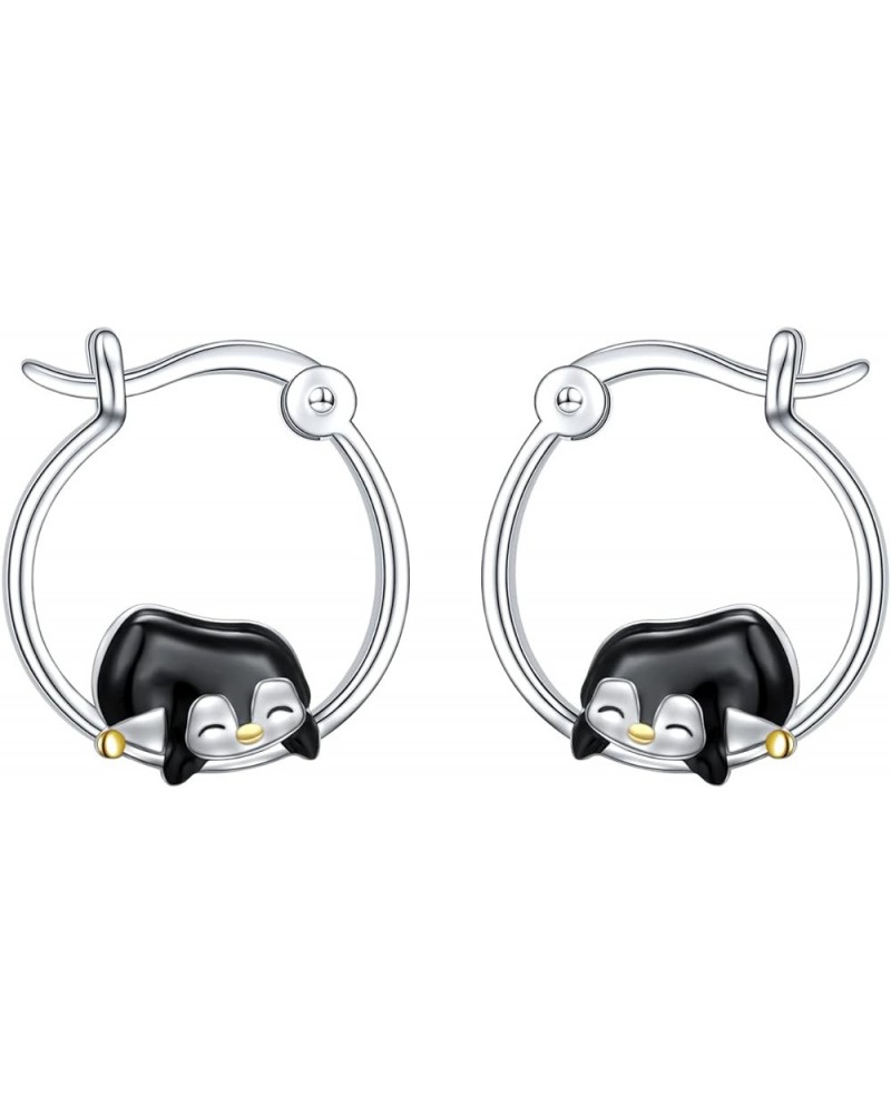 925 Sterling Silver Animal Nature Hoop Earrings for Women Teen Girls Small Unicorn/Owl Huggie Hoop Earrings Unicorn penguin $...