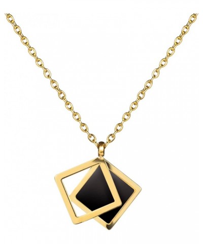 18k Gold Titanium Steel Filled Nature Shell Geometric Pendant Necklace Chain for Girls Women Black White Black $11.99 Necklaces