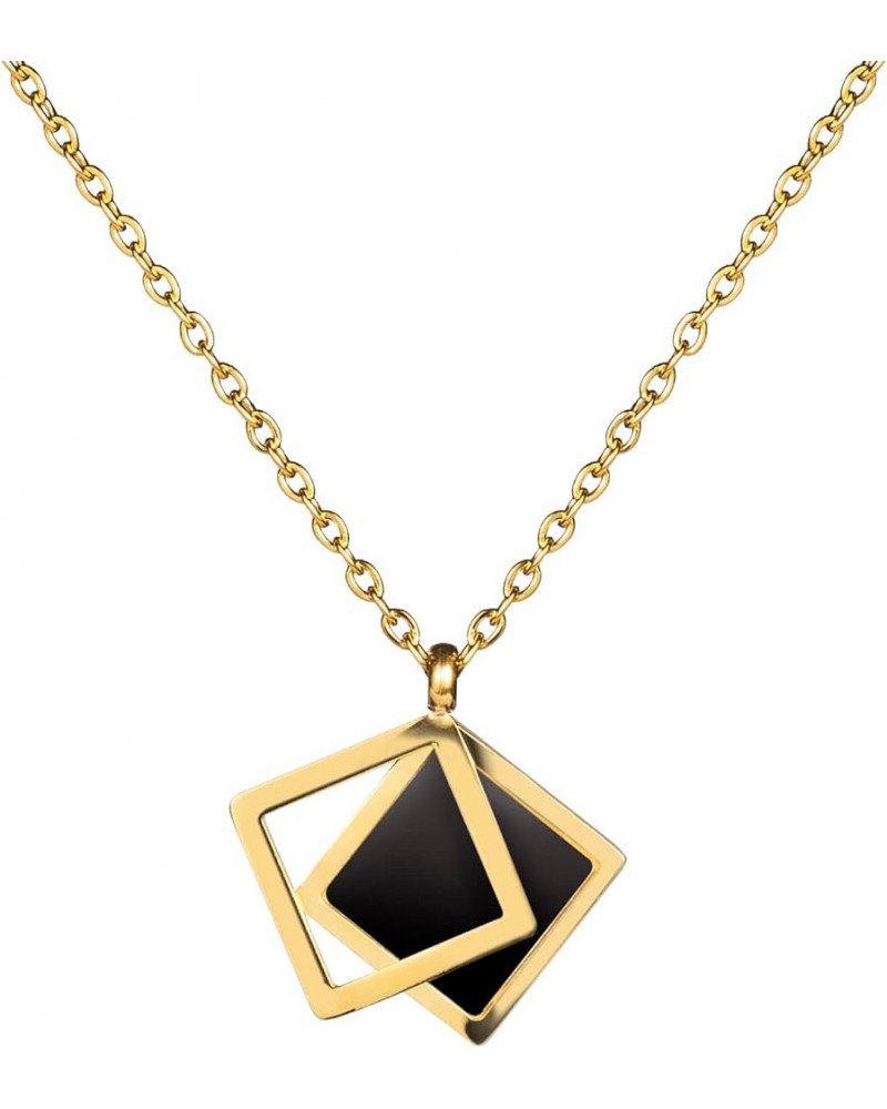 18k Gold Titanium Steel Filled Nature Shell Geometric Pendant Necklace Chain for Girls Women Black White Black $11.99 Necklaces