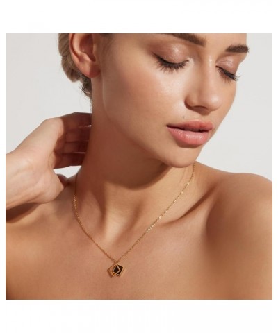 18k Gold Titanium Steel Filled Nature Shell Geometric Pendant Necklace Chain for Girls Women Black White Black $11.99 Necklaces