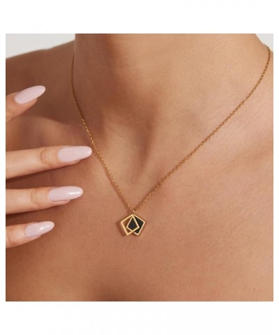 18k Gold Titanium Steel Filled Nature Shell Geometric Pendant Necklace Chain for Girls Women Black White Black $11.99 Necklaces