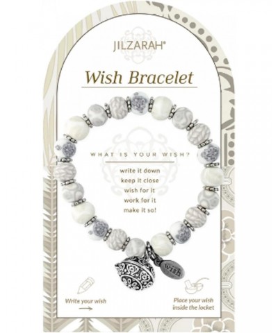 Linen Wish Bracelet - Beaded Locket Stretch Bracelet Jewelry - Clay Bead Bracelet - Clay Jewelry - Handmade Jewelry $13.34 Br...