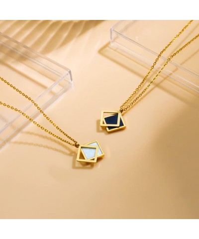 18k Gold Titanium Steel Filled Nature Shell Geometric Pendant Necklace Chain for Girls Women Black White Black $11.99 Necklaces