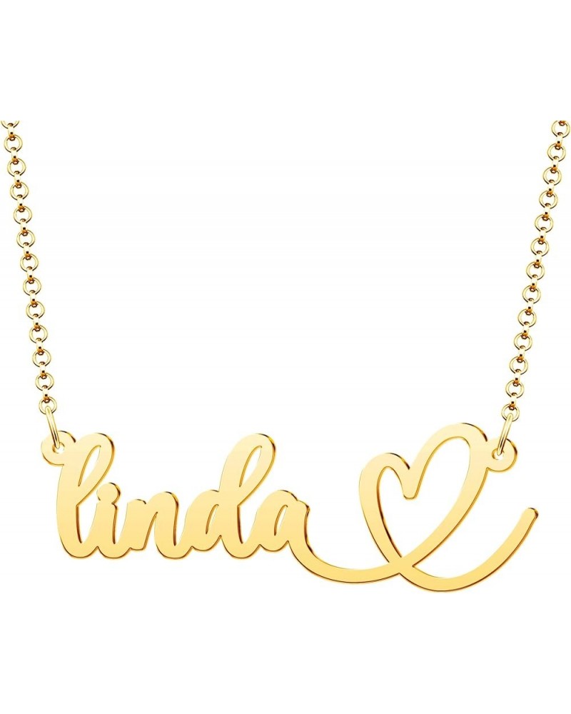 Name Necklace Personalized Custom Nameplate Pendant 18K Gold Plated for Women Girls Boys Men FONT719-name with heart $12.74 N...