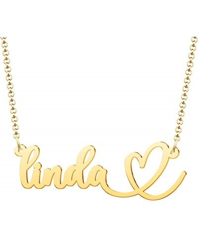 Name Necklace Personalized Custom Nameplate Pendant 18K Gold Plated for Women Girls Boys Men FONT719-name with heart $12.74 N...