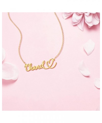 Name Necklace Personalized Custom Nameplate Pendant 18K Gold Plated for Women Girls Boys Men FONT719-name with heart $12.74 N...