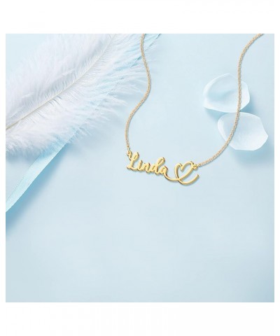 Name Necklace Personalized Custom Nameplate Pendant 18K Gold Plated for Women Girls Boys Men FONT719-name with heart $12.74 N...