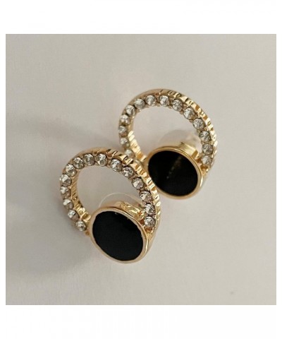 Black Earrings for Women - Gold Hoop Earrings - Triple Circle Black Diamond Earrings (Pack of 01) Black 01 Circle $5.93 Earrings