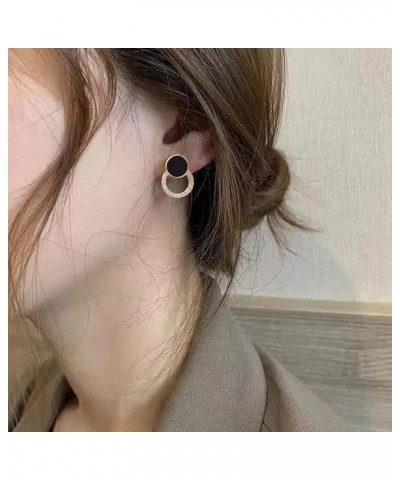 Black Earrings for Women - Gold Hoop Earrings - Triple Circle Black Diamond Earrings (Pack of 01) Black 01 Circle $5.93 Earrings