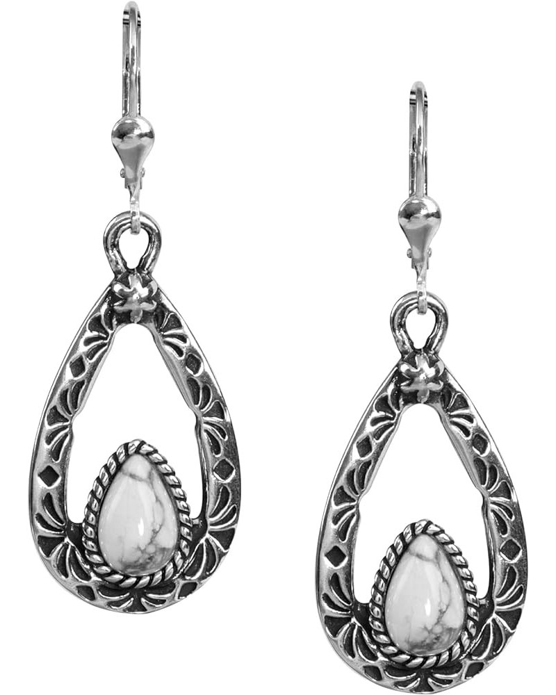 Sterling Silver Women's Drop & Dangle Earrings Choice of Gemstone Color White Howlite $36.40 Earrings