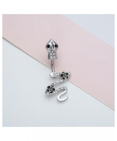 14G Belly Button Ring Navel Piercing Navel Split Snake Cobra for Women Girl Surgical Steel CZ Belly Rings White Snake $6.59 B...