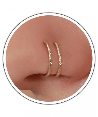 Tiny Nose Hoop Piercing - Small Nose Hoop for Women - Handmade Artifical Jewelry Gold Spiral $8.09 Body Jewelry