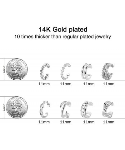 16 Pcs Gold Ear Cuffs Earrings for Women Non Piercing, 14K Real Gold Plated Adjustable Fake Clip On Earrings Set for Gift Sil...