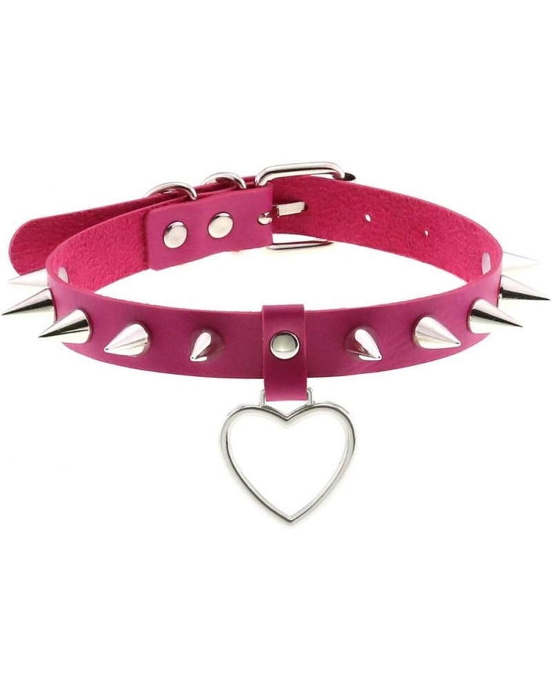 Punk Choker Heart Collar For Metal Necklace Neck Strap Cosplay Goth Gothic Aesthetic Accessories Rose Red $10.48 Necklaces