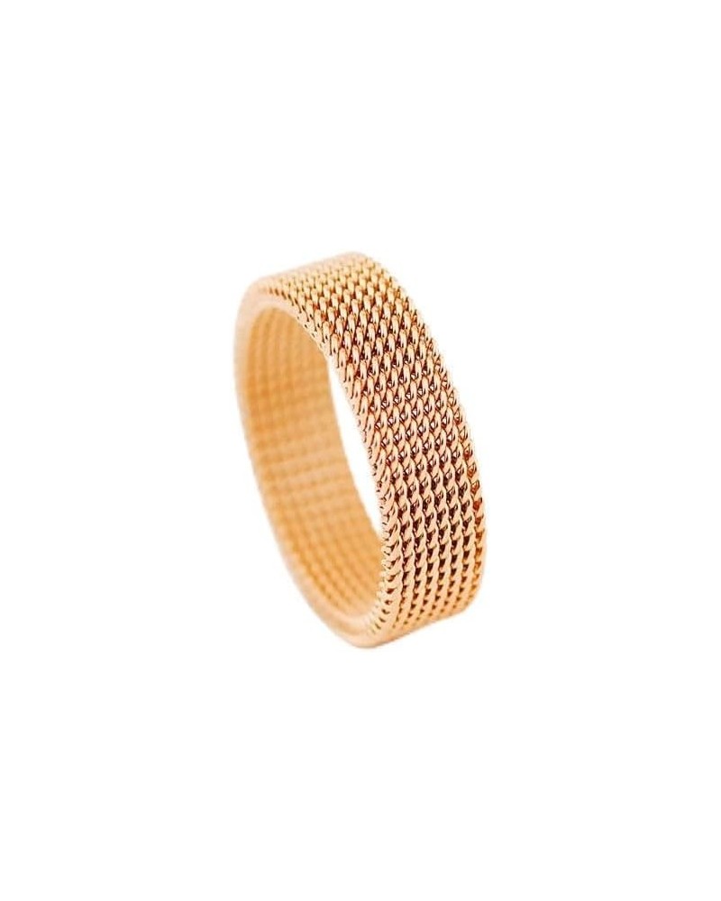 Stainless steel mesh ring Steel wire woven ring Soft Ring for Men and Women 7.75 6MM Rose Gold $6.21 Rings