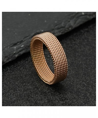 Stainless steel mesh ring Steel wire woven ring Soft Ring for Men and Women 7.75 6MM Rose Gold $6.21 Rings