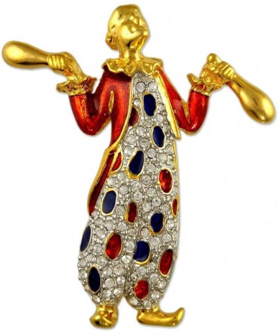 CRYSTAL TWO TONE CLOWN BROOCH PIN $12.18 Brooches & Pins