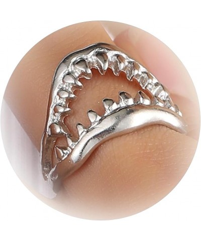 Shark Rings for Women Shark Teeth Ring Sea Animal Fish Rings Ocean Animal Shark Ring Jewelry Gift shark rings $10.79 Rings