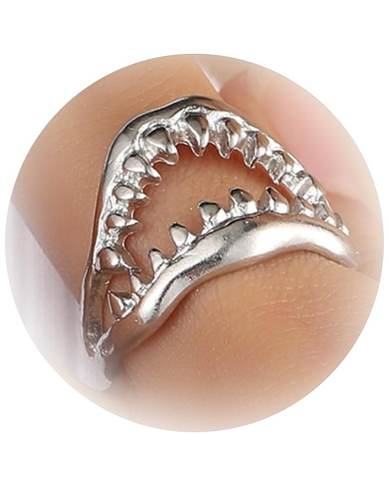 Shark Rings for Women Shark Teeth Ring Sea Animal Fish Rings Ocean Animal Shark Ring Jewelry Gift shark rings $10.79 Rings