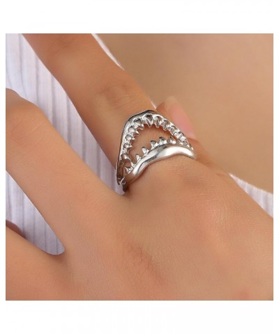 Shark Rings for Women Shark Teeth Ring Sea Animal Fish Rings Ocean Animal Shark Ring Jewelry Gift shark rings $10.79 Rings