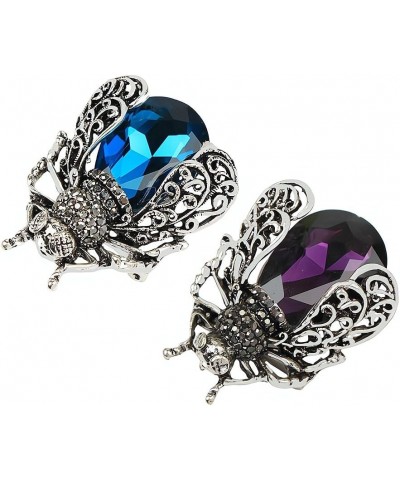 2Pcs Crystal Insect Brooch Beetles Brooches Pin Fashion Brooch For Women Pins Scarf Clip Jewelry Broach Purple Blue $7.57 Bro...