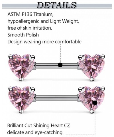 F136 Titanium Nipple Piercing Jewelry, Nipple Rings for Women. Pink CZ $9.17 Body Jewelry