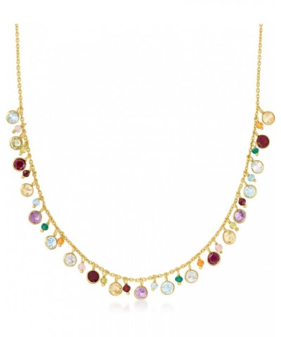 12.10 ct. t.w. Multi-Gemstone Necklace in 18kt Gold Over Sterling. 18 inches $49.00 Necklaces